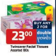 Twinsaver Facial Tissues Assorted-180's