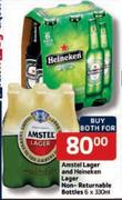 Amstel Lager And Heineken Lager Non-Returnable Bottles-6X330ml