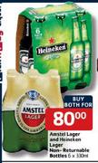 Amstel  Lager And Heineken Lager Non-Returnable Bottles-6X330ml
