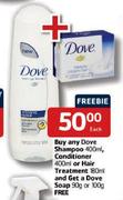 Dove Shampoo-400ml, Conditioner-400ml Or Hair Treatment-180ml 