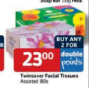 Twinsaver Facial Tissues Assorted-180s Per Pack