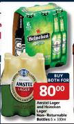 Amstel Lager   And Heineken Lager Non-Returnable Bottles-6X330ml