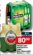 Amstel-Lager And Heineken Lager Non-Returnable Bottles-6x330ml