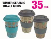 Winter Ceramic Travel Mugs-Each