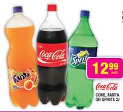 Coca-Coca Coke,Fanta Or Sprite-2ltr Each