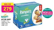 Pampers Active Baby Junior-111's/Maxi Plus-120's/Maxi-132's/Midi-150's Per Pack
