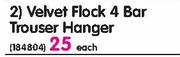 Home Velvet Flock 4 Bar Trouser Hanger-Each