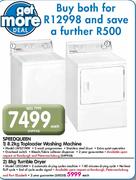 Speed Queen 8.2Kg Toploader Washing Machine(LWS21NW) + 8Kg Tumble Dryer(LES33AW)