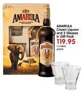 Amarula Cream Liquer-1 x 750ml And 2 Glasses In Gift Pack