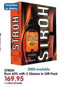 Stroh Rum 60% With 2 Glasses in Gift Pack-1 x 500ml