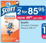 Scott's Emulsion Orange Flavour-2x200ml Per Offer