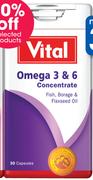 Vital Omega 3 & 6 Concentrate 30 Capsules-Per Pack
