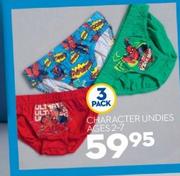 Spider Man Character Undies Ages 2-7 3 Pack