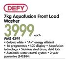 Defy 7kg Aquafusion Front Load Washer