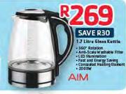 Aim 1.7Ltr Glass Kettle