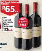 KWV Cabernet Sauvignon,Merlot,Pinotage Or Shiraz-750ml Each