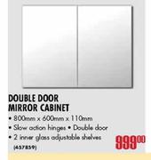 Double Door Mirror Cabinet 800x600x110mm