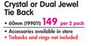 Finishing Touches 60mm Crystal Or Dual Jewel Tie Back-Per 2 Pack
