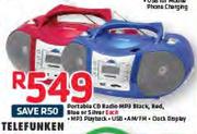 Telefunken Portale CD Radio MP3 Black, Red, Blue Or Silver-Each