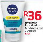 Nivea Men Face Wash Or Scrub Assorted-75/100ml