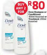 Dove Shampoo Or Conditioner-400ml Assorted Or Treatment-200ml Assorted-Any 2