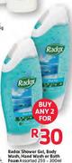 Radox Shower Gel, Body Wash, Hand Wash Or Bath Foam Assorted-2x250/300ml