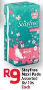 Stayfree Maxi Pads Assorted-8/10's Each
