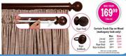 Curtain Track Clip-On Wood Rope Finial