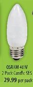 Osram 2 Pack Candle SES-40W