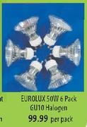 Eurolux 6 Pack GU10 Halogen-50W