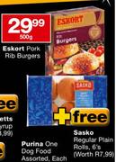 Eskort Pork Rib Burgers-500g