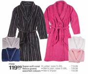 Super-Soft Coral Fleece Gowns Assorted Colours Ladies' Sizes S-XXL