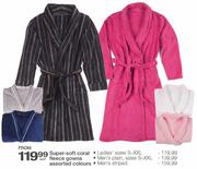 Super-Soft Coral Fleece Gowns Men's Plan-S-XXL