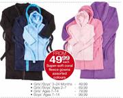 Super-Soft Coral Fleece Gowns Girls-7-14 Ages