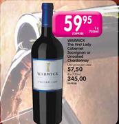 Warwick The First Lady Cabernet Sauvignon Or Unoaked Chardonnay-1*750ml