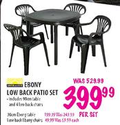 Ebony Low Back Patio Set-Per Set