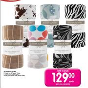 In House Home Printed Coral Fleece Throw-150x180cm