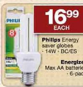 Philips Energy Saver Globe BC/ES-14W each