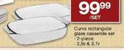 Curve Rectangular Glass Casserole Set (2.9 Ltr & 3.7 Ltr)-2 piece per set