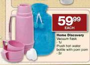 Home Discovery Vacuum Flask-1 Ltr/Plush Hot-Water Bottle with Pom Pom 2 Ltr-each