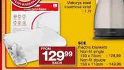 SCE Electric Non-Fit Double Blankets-150 x 110cm each