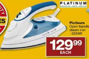 Platinum Open-Handle Steam Iron-2200W Each