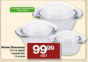 Home Discovery Curve Glass Casseroles-3 Piece Per Set