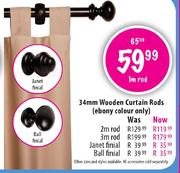 Wooden 34mm Curtain Rods-Janet Finial