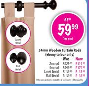 Wooden 34mm Curtain Rods-3m