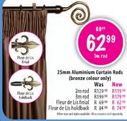 Aluminium 25mm Curtain Rods-3m