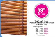 Ready-Made 25mm PVC Venetian Blinds Raised Woodgrain-1000x1000mm