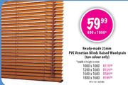 Ready-Made 25mm PVC Venetian Blinds Raised Woodgrain-1800x1600mm