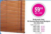 Ready-Made 25mm PVC Venetian Blinds Raised Woodgrain-1200x1600mm