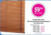 Ready-Made 25mm PVC Venetian Blinds Raised Woodgrain-1600x1600mm